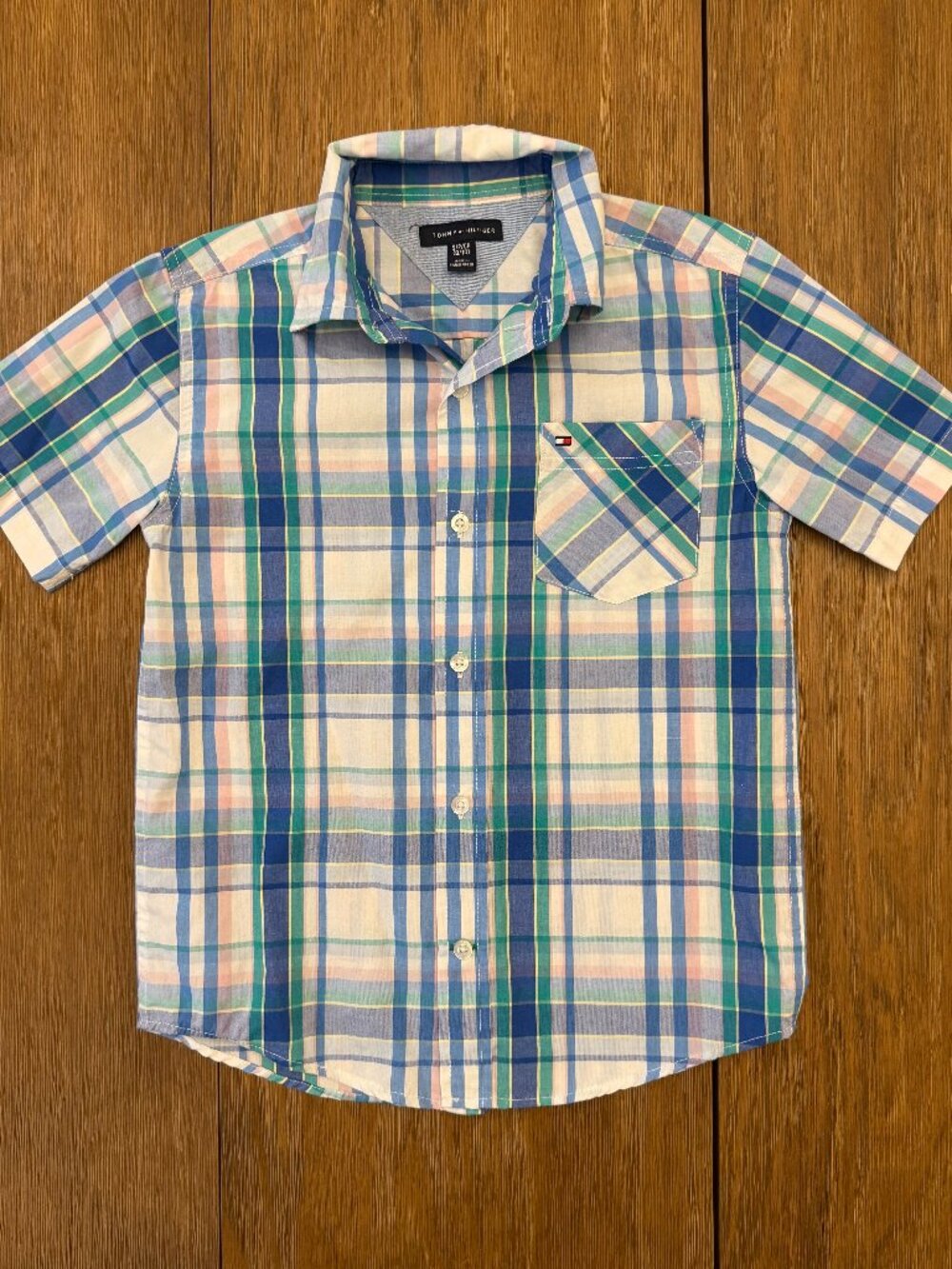 Tommy Hilfiger Boys Plaid Short Sleeve Shirt 8/10